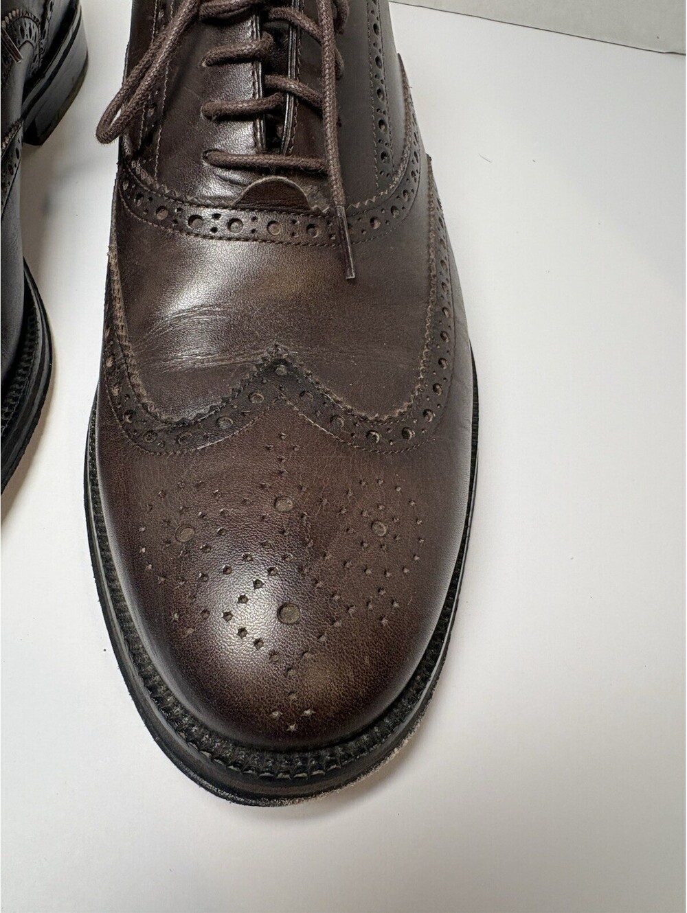 Cole Haan Men's Brown Leather Wingtip Brogue Oxford Dress Shoes US 10 M - Picture 3 of 11